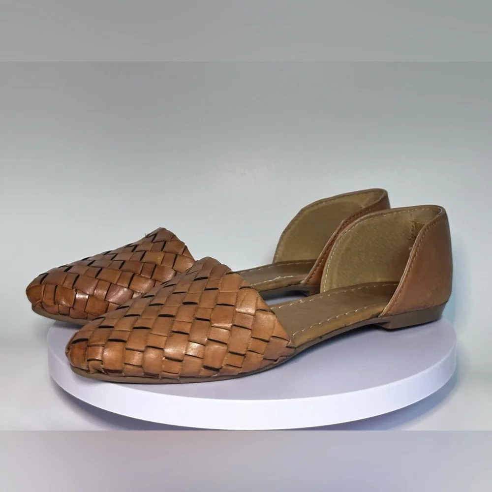 Agave Girl Woven Leather D’Orsay Flats Tan Size 7 - Picture 3 of 15
